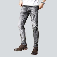 Grey painted jeans for men