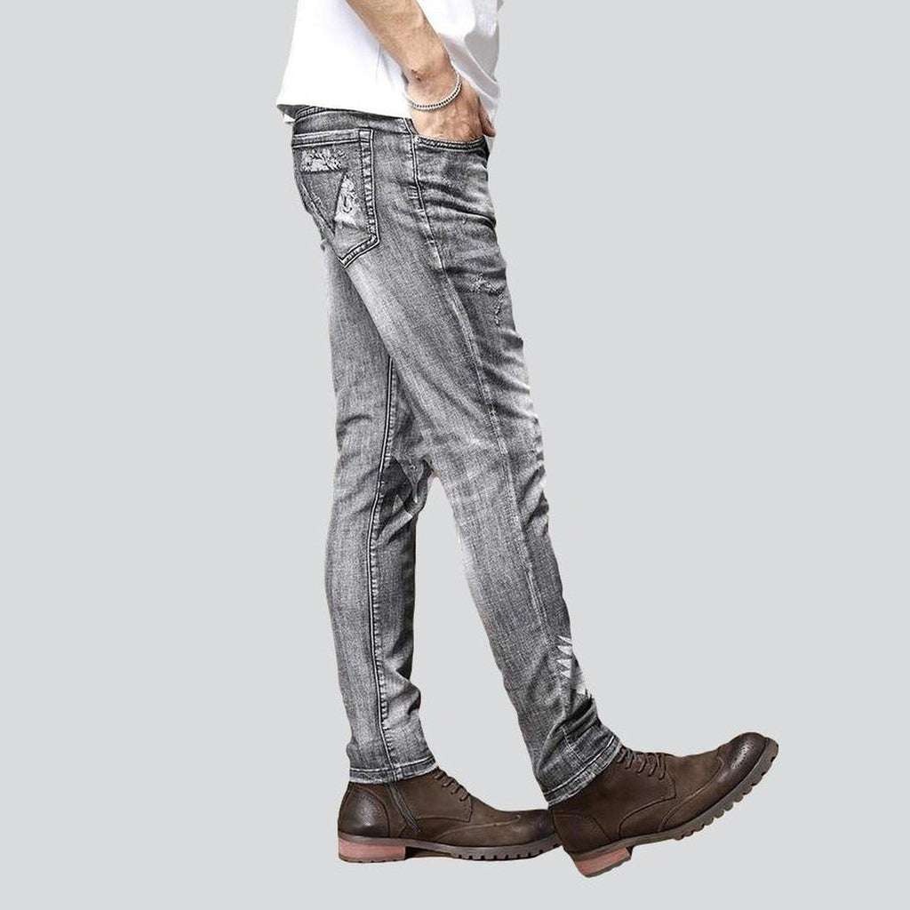 Grey painted jeans for men