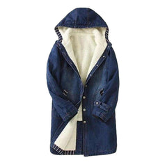 Hooded winter women jeans jacket