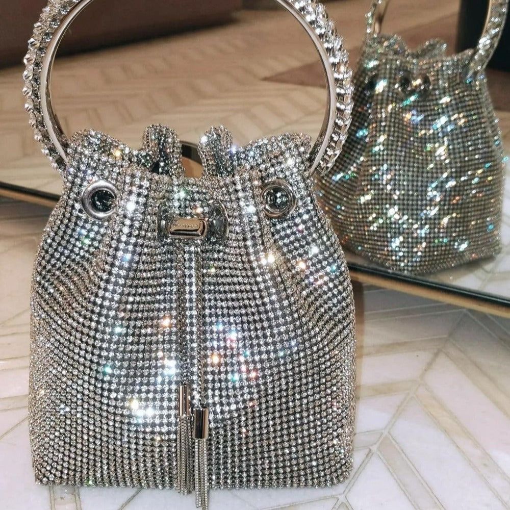 Splendor Crystal Handle Tassel Diamond Bag