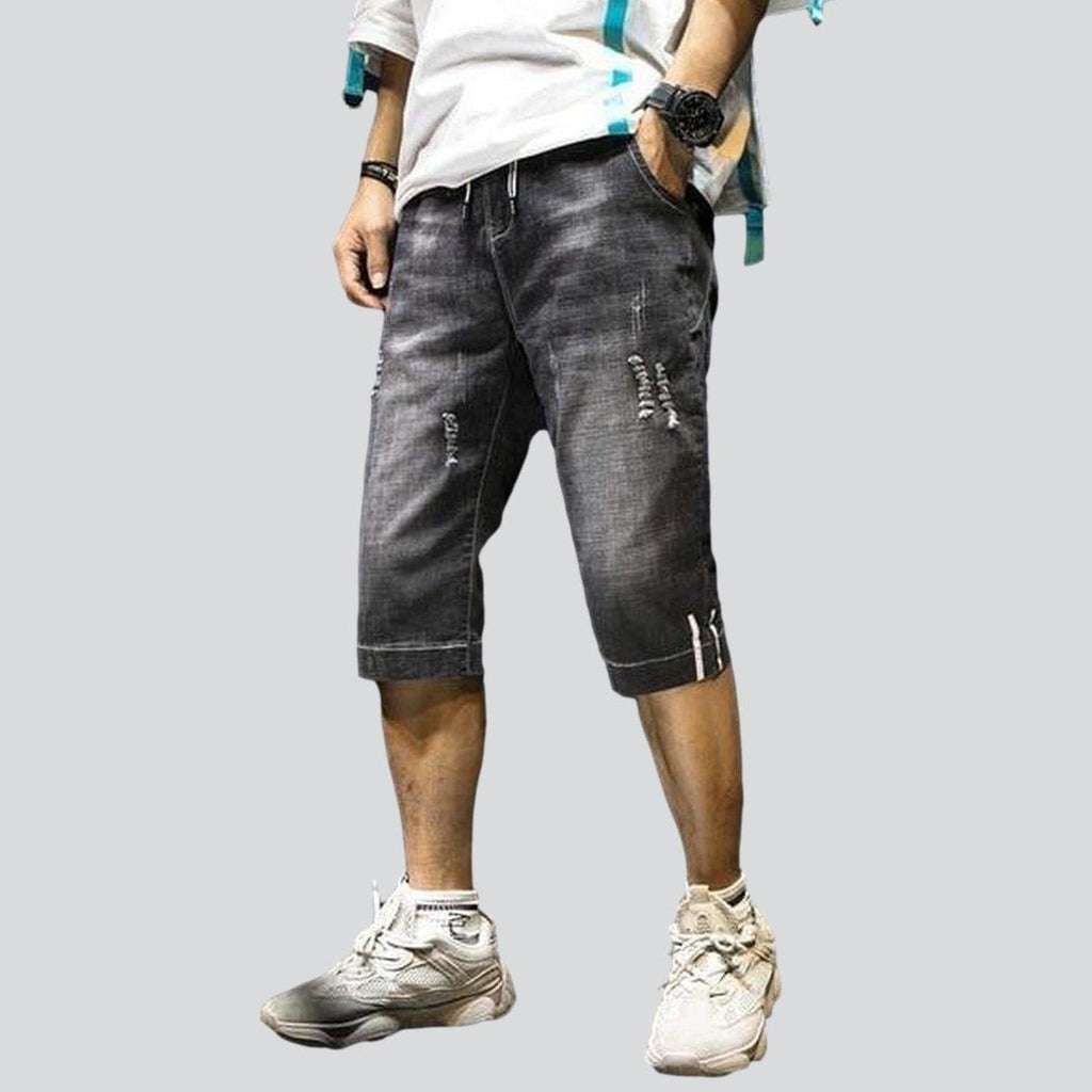 Knee-length men jeans shorts