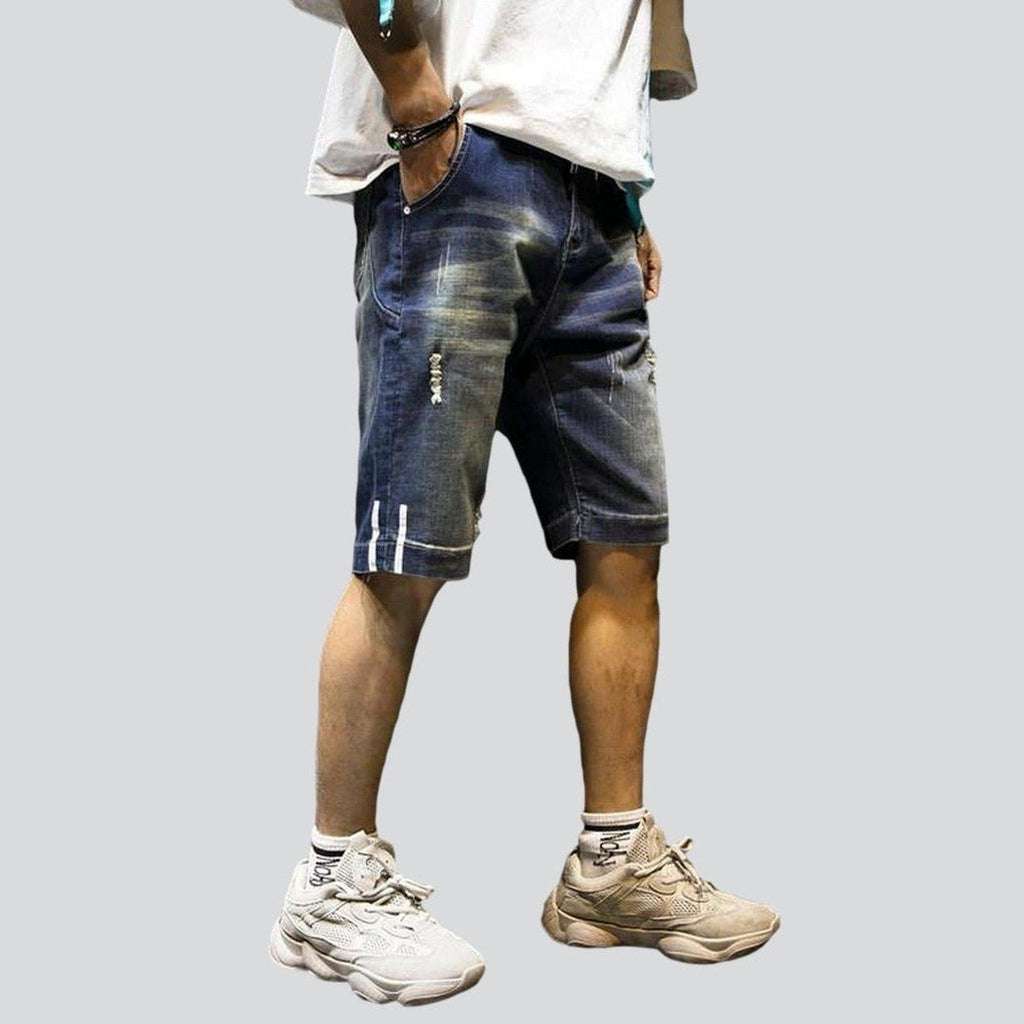 Knee-length men jeans shorts