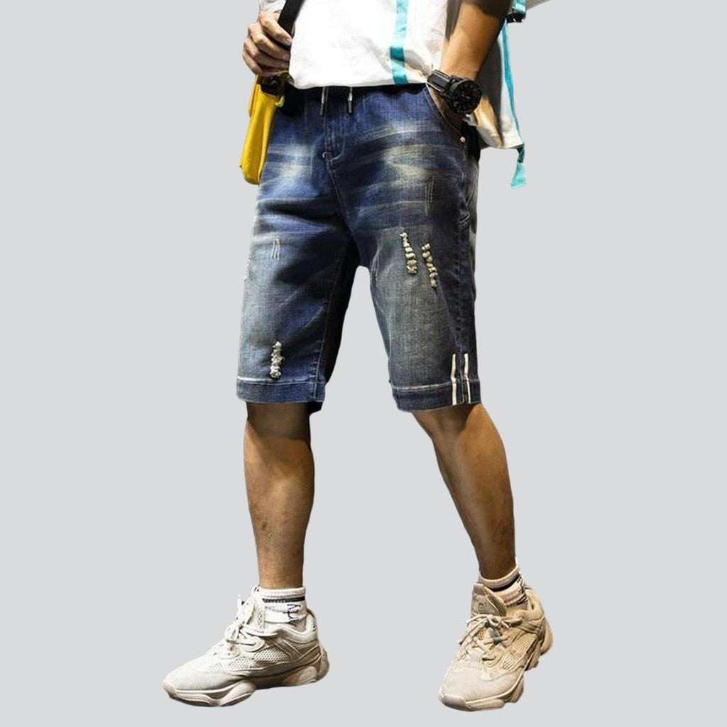 Knee-length men jeans shorts