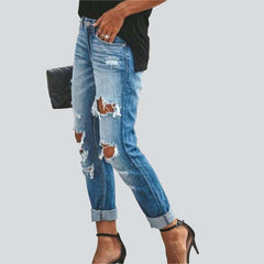 Light blue ripped women jeans