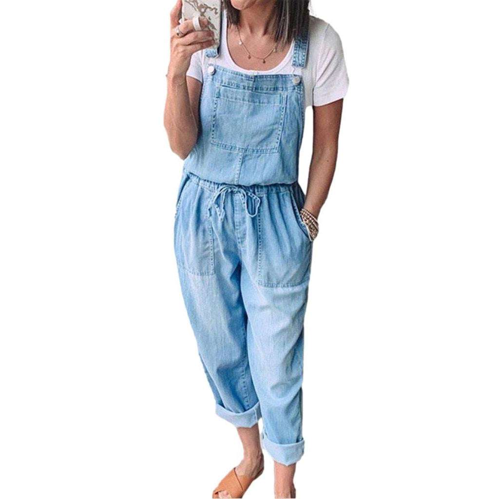 Light blue women denim overall