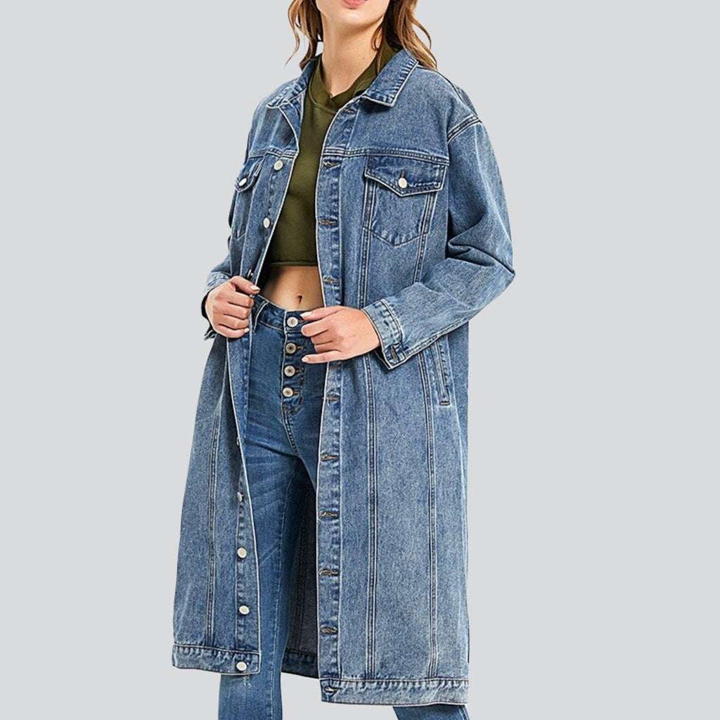 Lange schmale Damen Jeansjacke