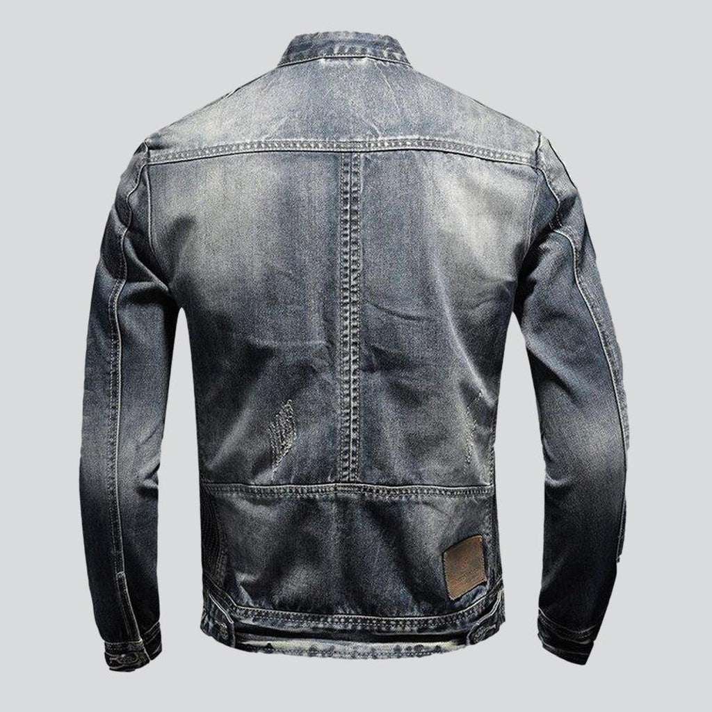 Men denim jacket with zippers