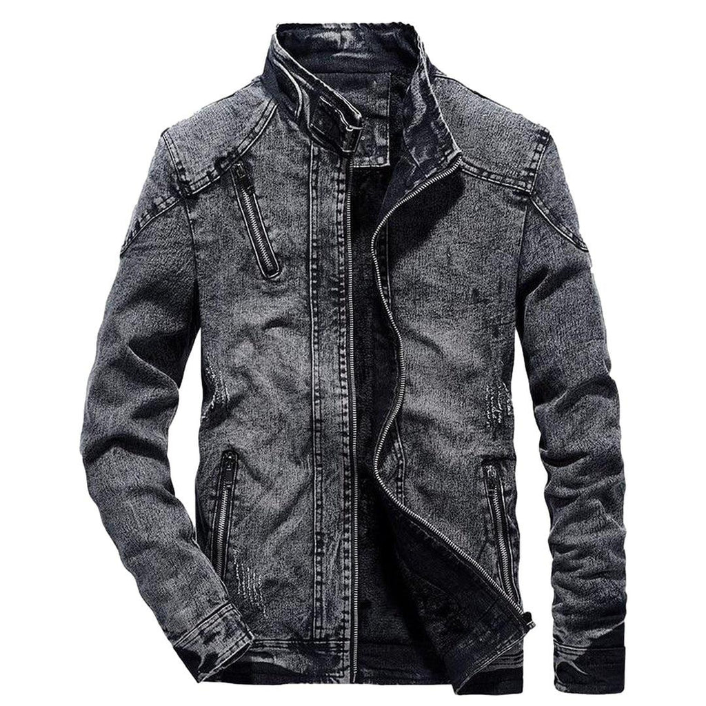 Men jeans jacket with zippers