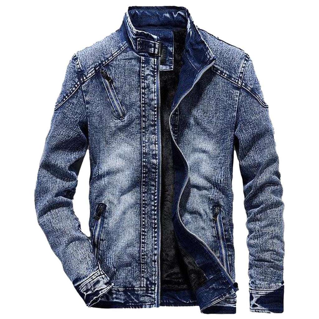 Men jeans jacket with zippers