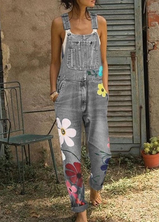 Mono vaquero con estampado de girasoles bohemios