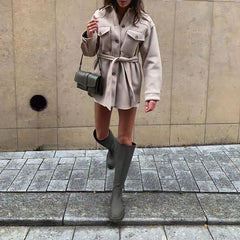 Shadya Belted Wool Shirt Coat