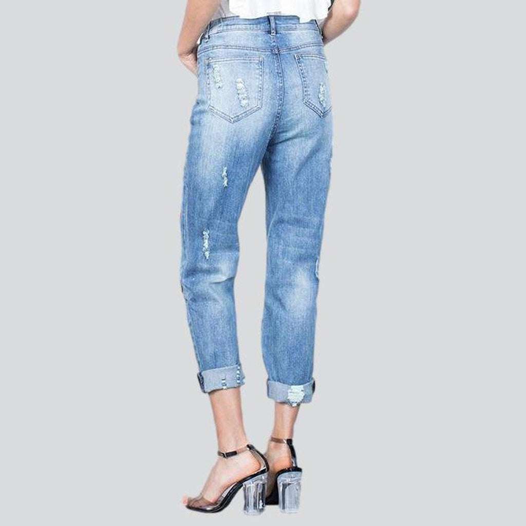 Embroidered loose jeans for women