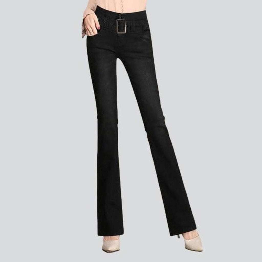 Boot cut women jeans with belt