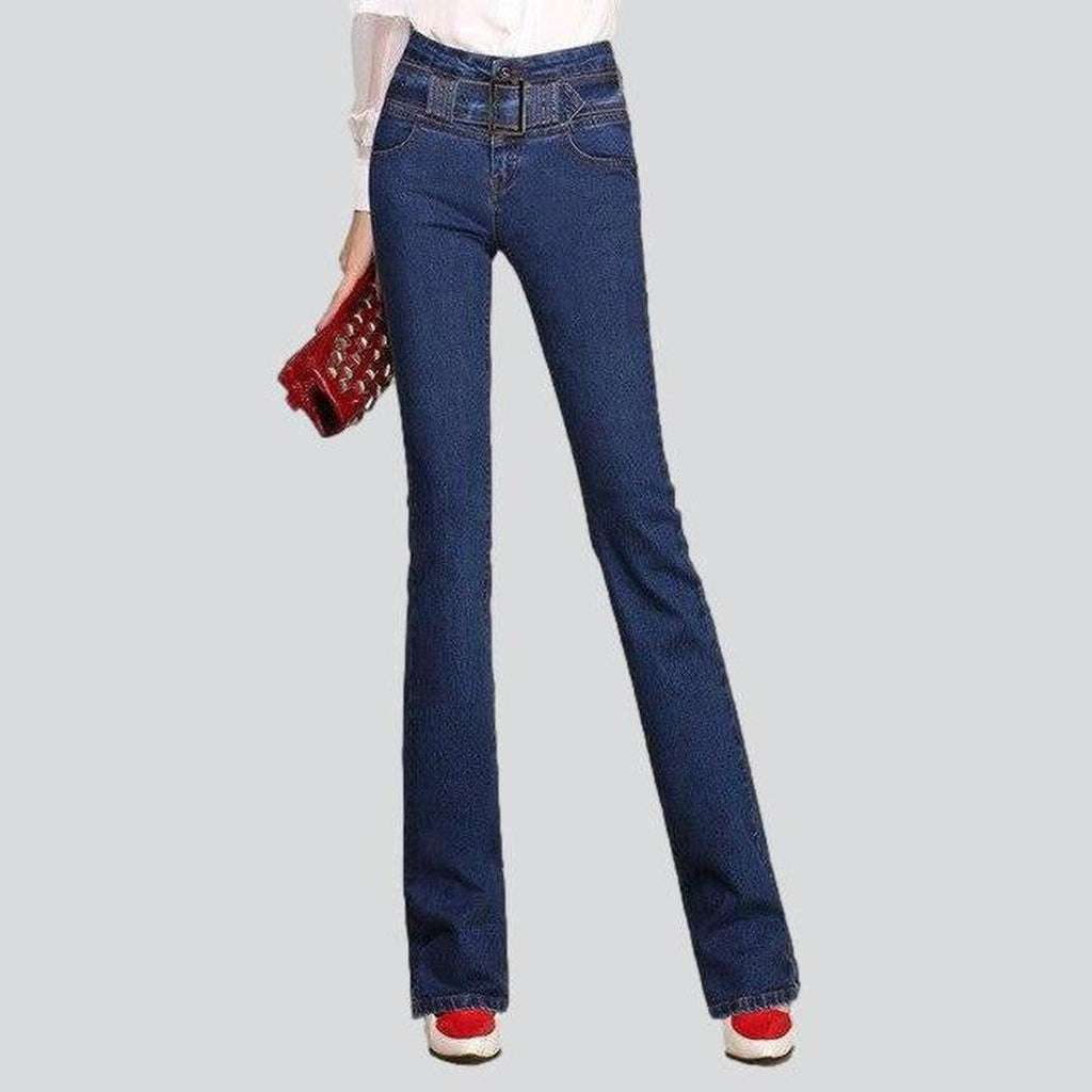 Boot cut women jeans with belt