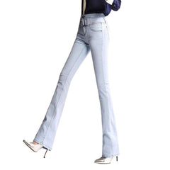 Boot cut women jeans with belt