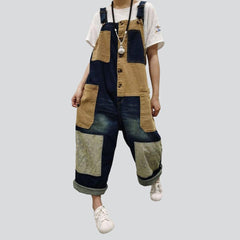 Patchwork women denim overall