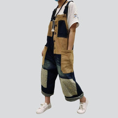 Patchwork women denim overall