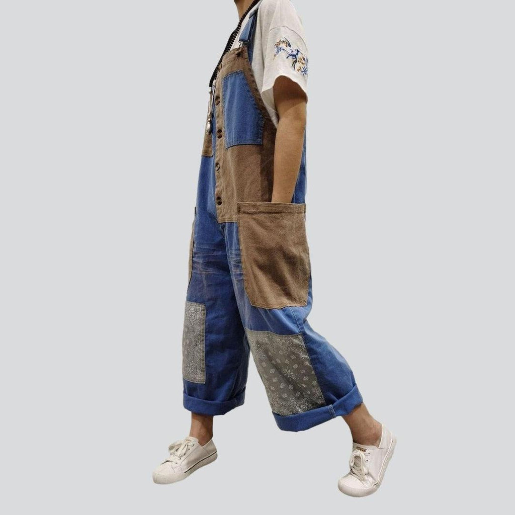 Patchwork women denim overall