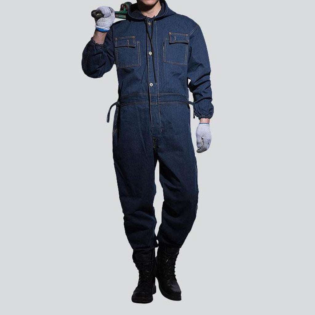 Hooded men denim overall