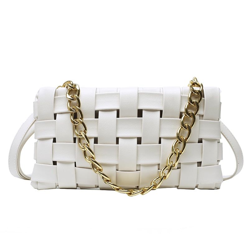 Primrose Oversized Weave Gold Chain Shoulder Bag