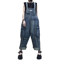 Patched cargo women jeans overall