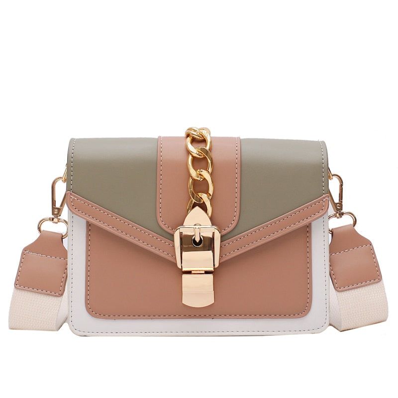 Sabrina Contrast Color Chain Crossbody Bag