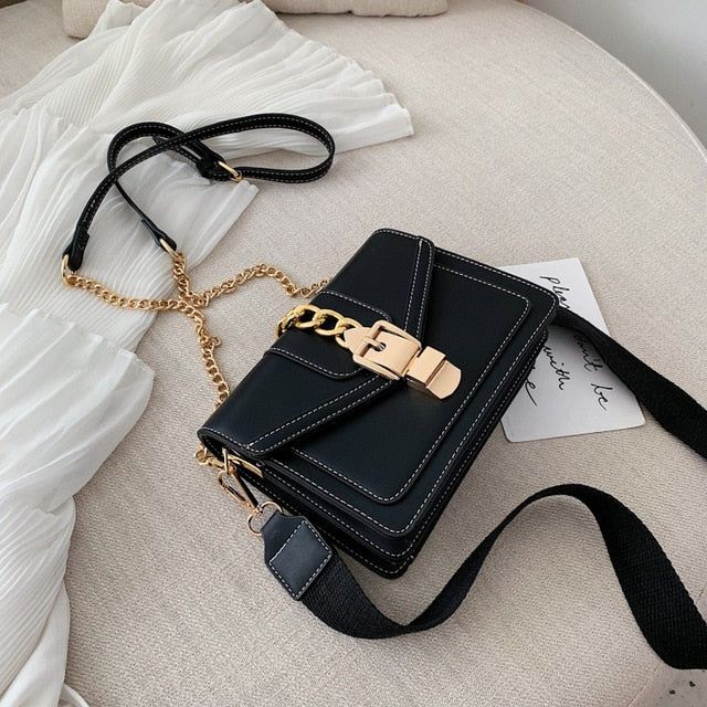 Sabrina Contrast Color Chain Crossbody Bag