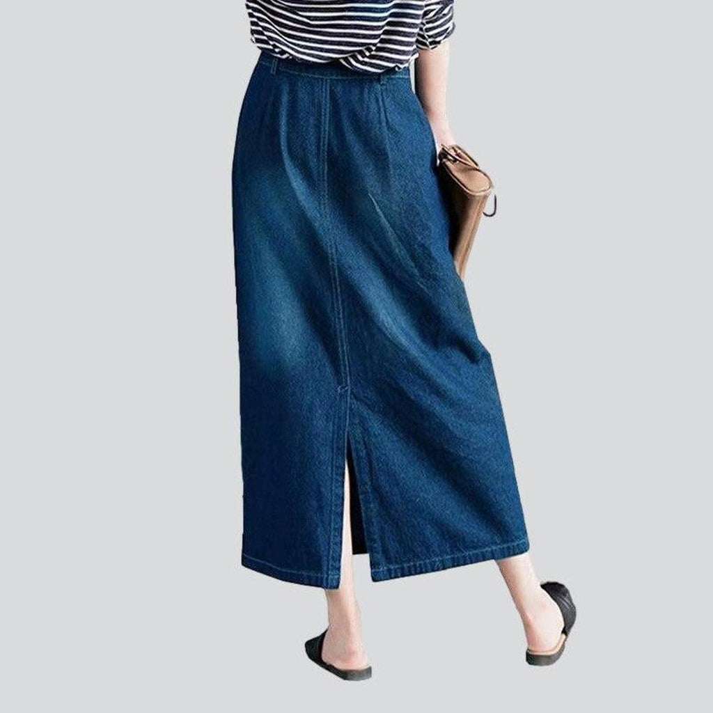 Casual medium wash long skirt