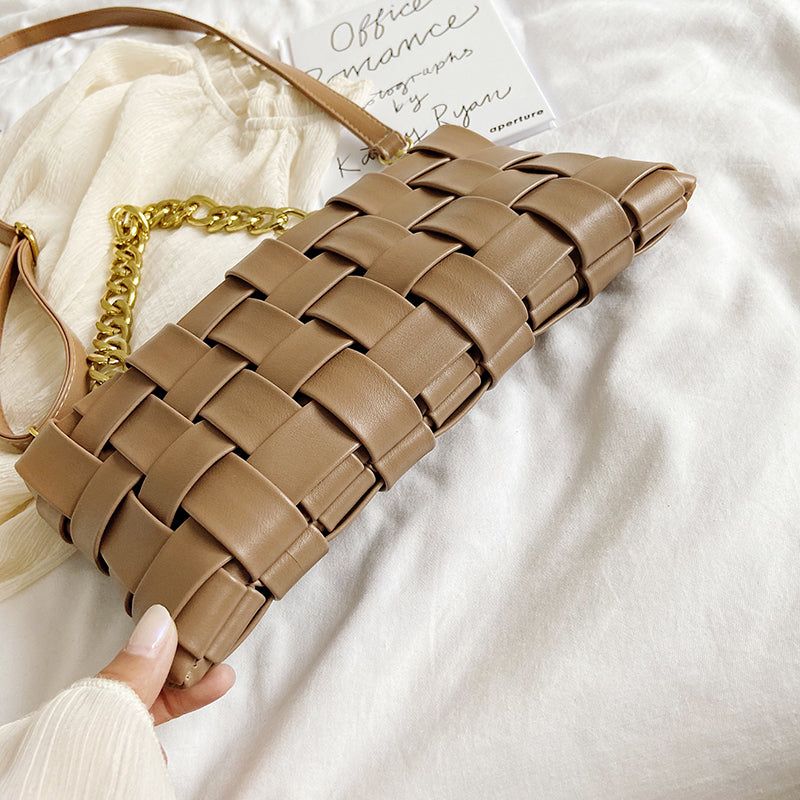 Primrose Oversized Weave Gold Chain Shoulder Bag