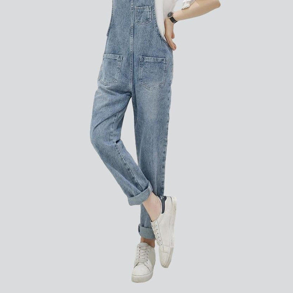 Washed women jeans overall