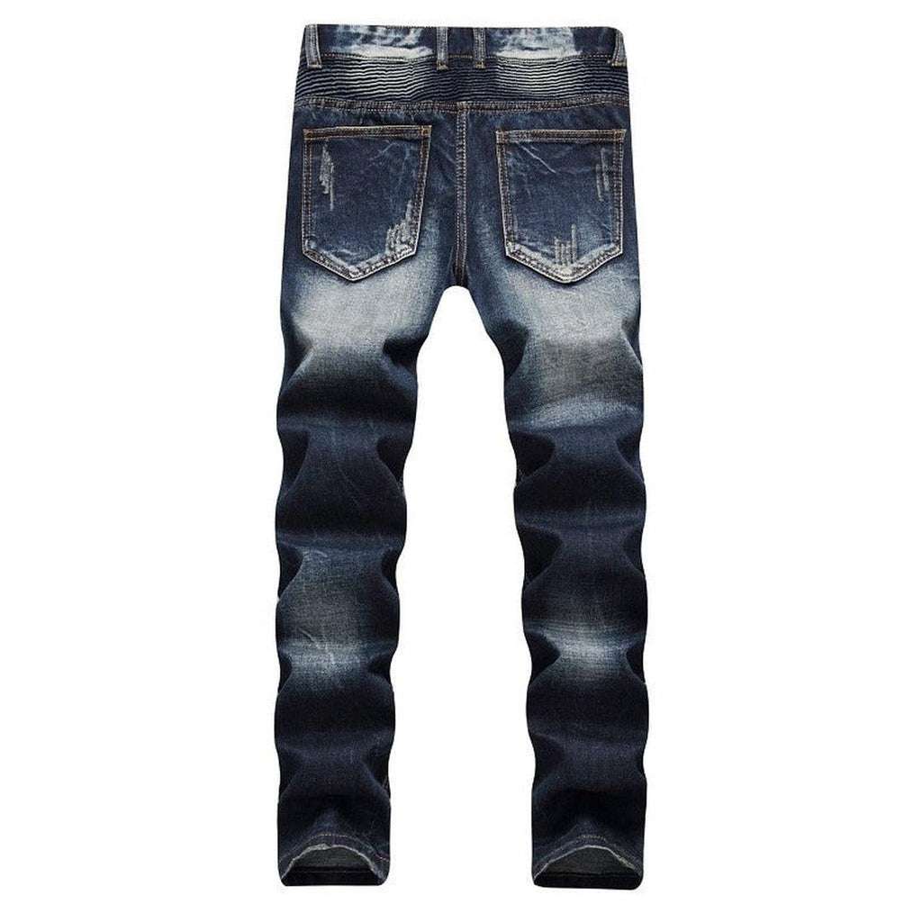 Dunkelblaue Bikerjeans