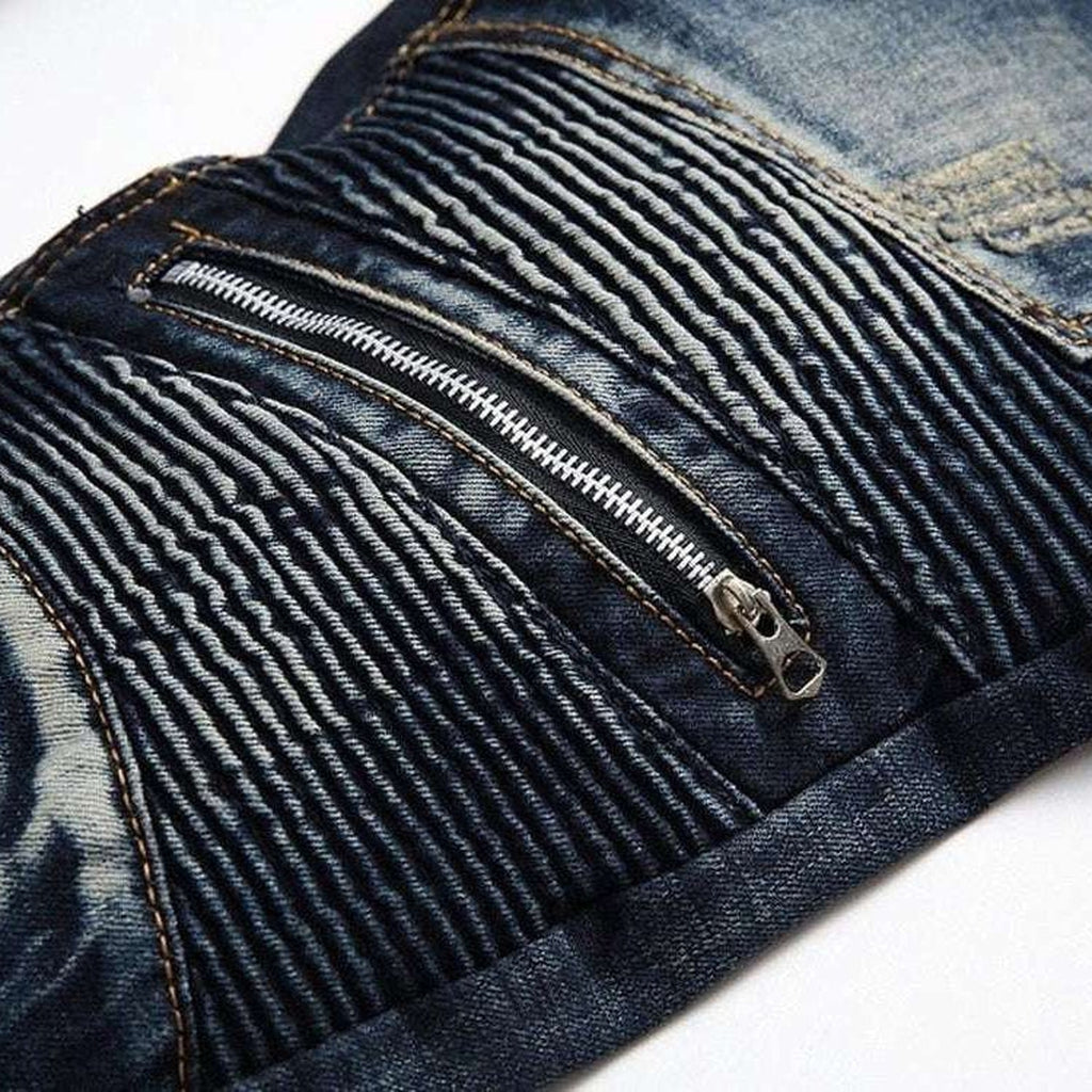 Dunkelblaue Bikerjeans