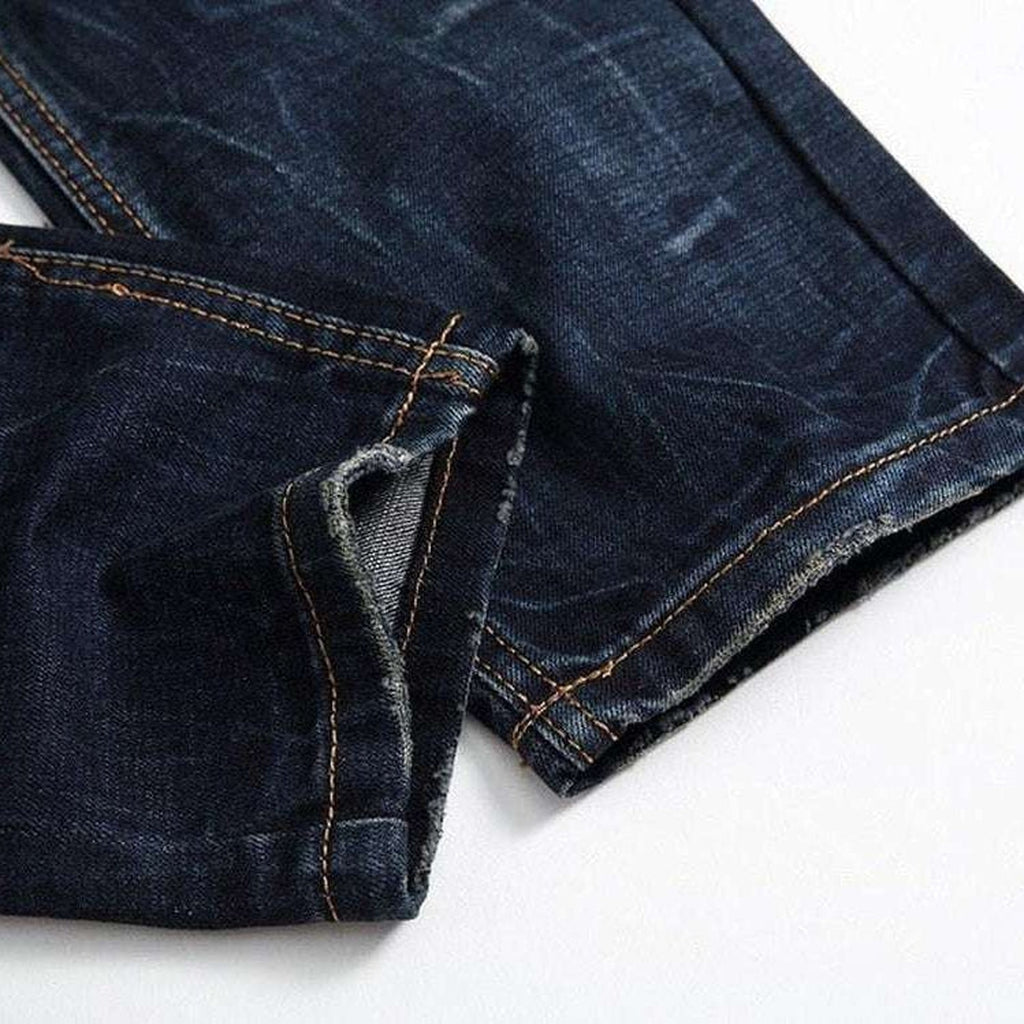 Dunkelblaue Bikerjeans