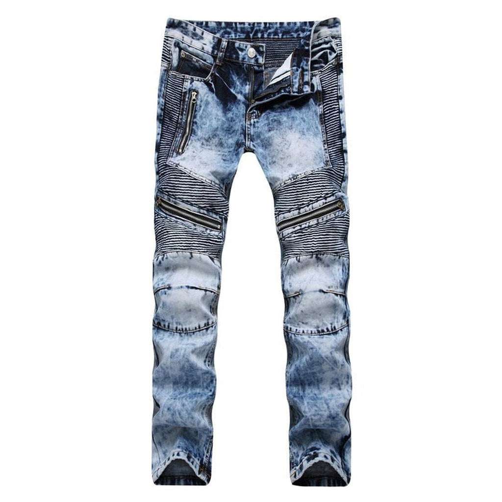 Dunkelblaue Bikerjeans