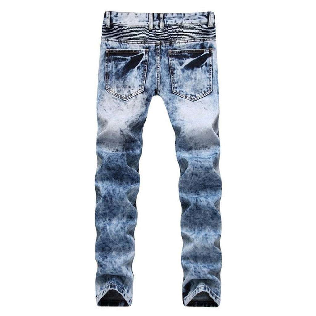 Dunkelblaue Bikerjeans