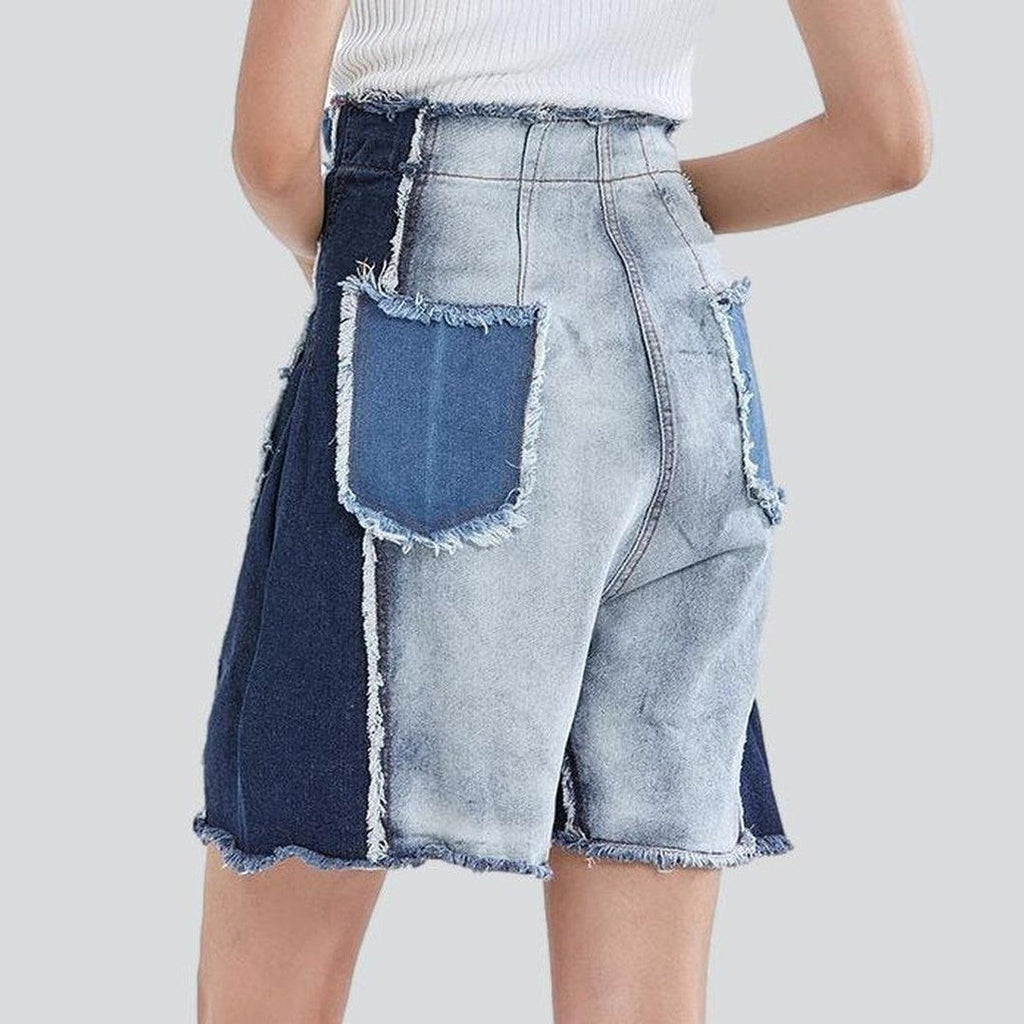 Vintage women patchwork denim shorts