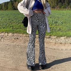 Priscilla Animal Print High Waisted Flare Pants