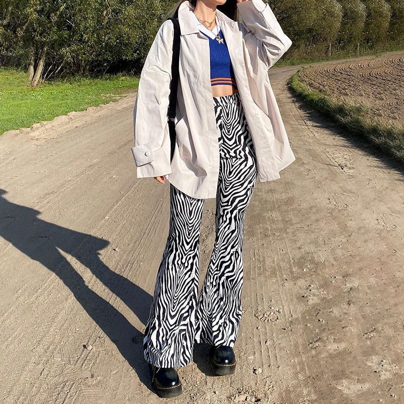 Priscilla Animal Print High Waisted Flare Pants