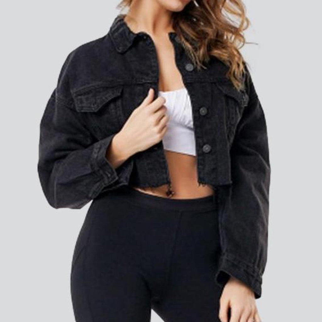 Short black jeans jacket