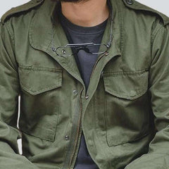 Army green men jeans jacket