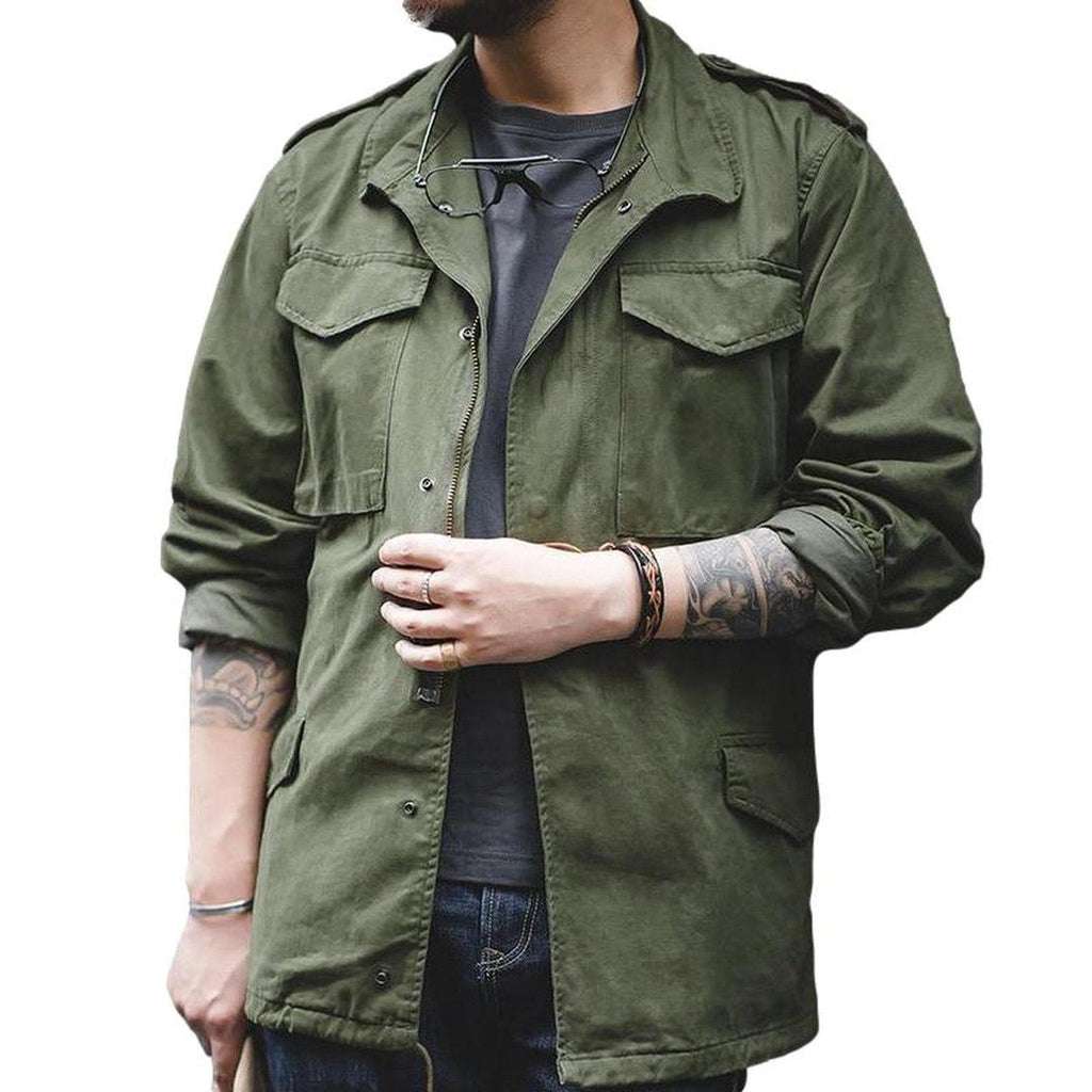 Chaqueta vaquera verde militar para hombre