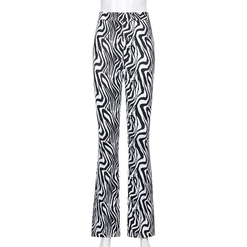 Priscilla Animal Print High Waisted Flare Pants