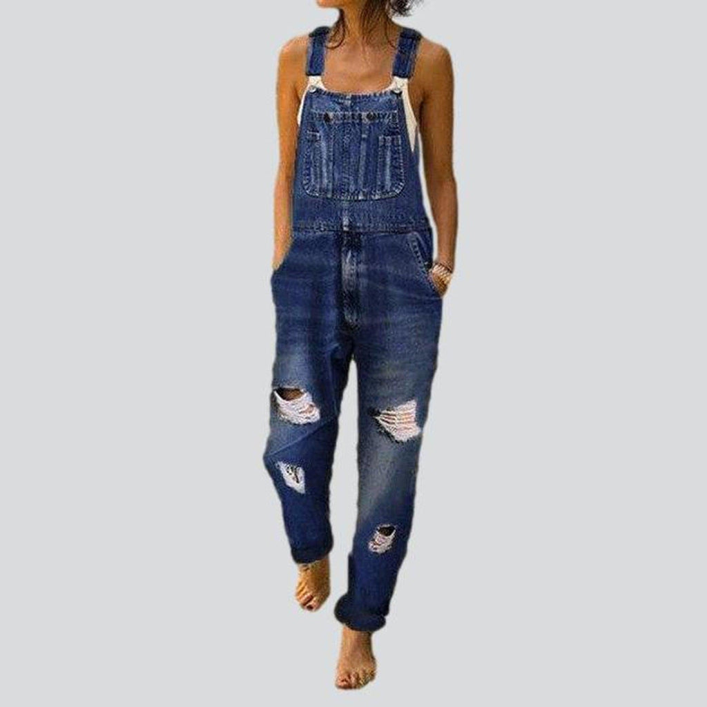 Stylish ripped women jeans overall