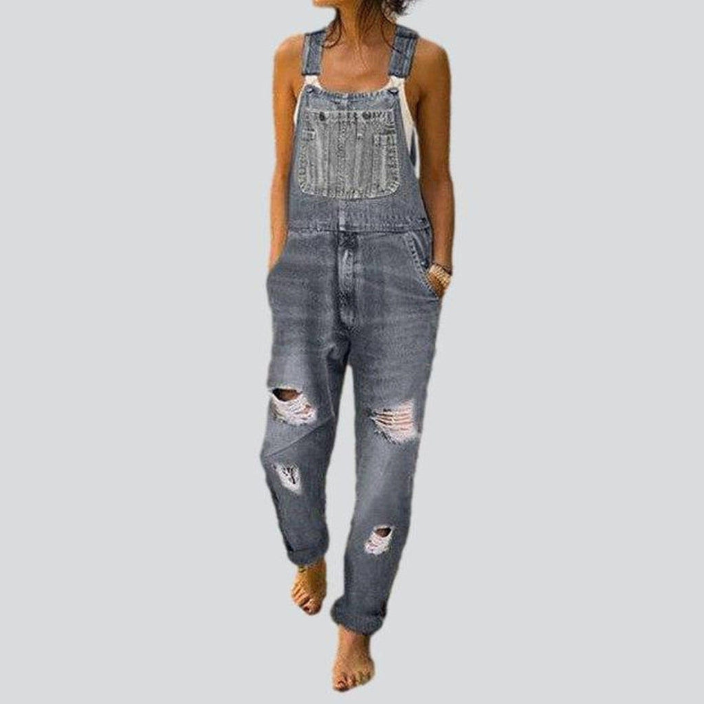 Stylish ripped women jeans overall