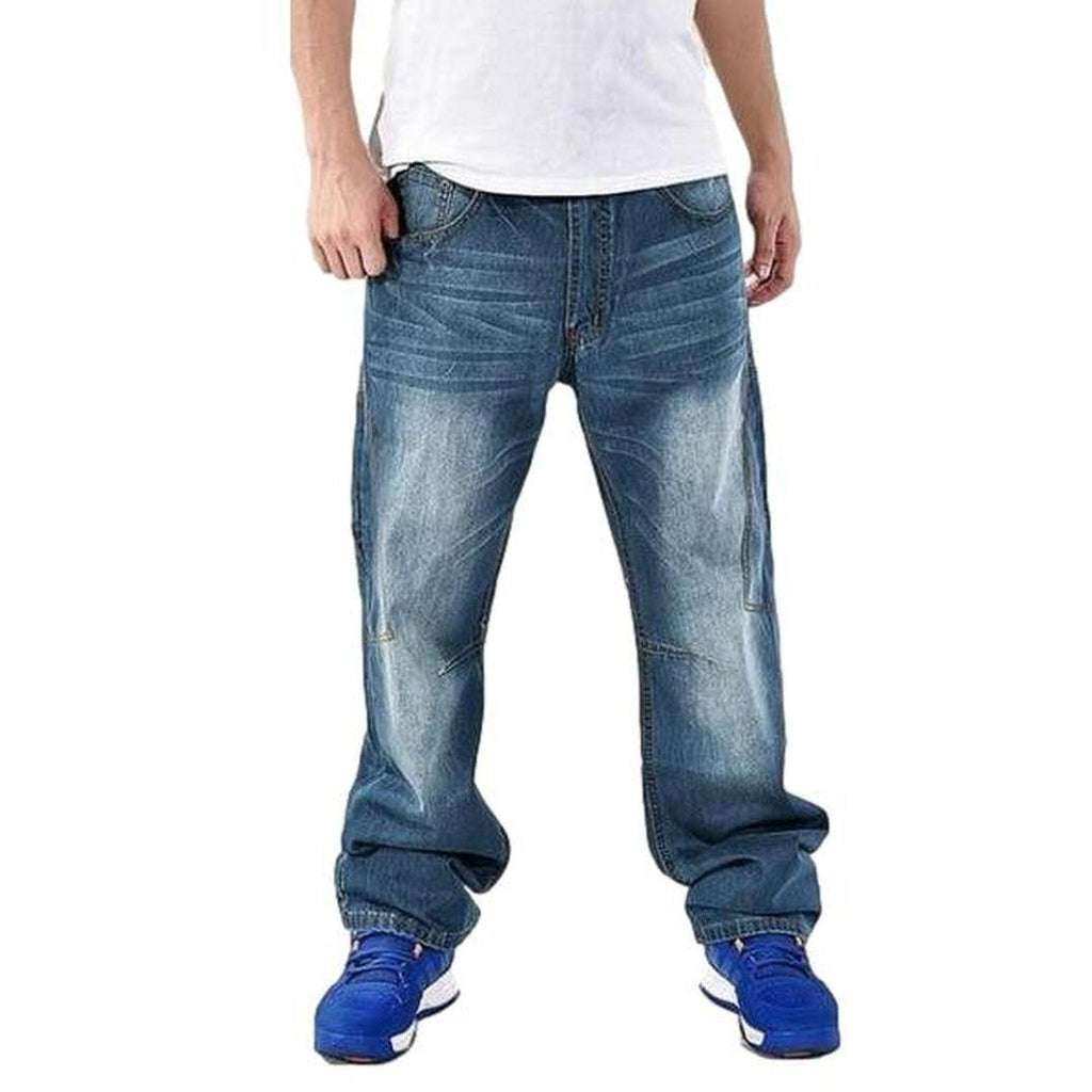 Loose light wash men jeans