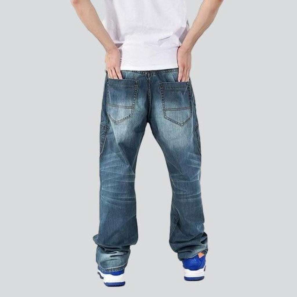 Loose light wash men jeans