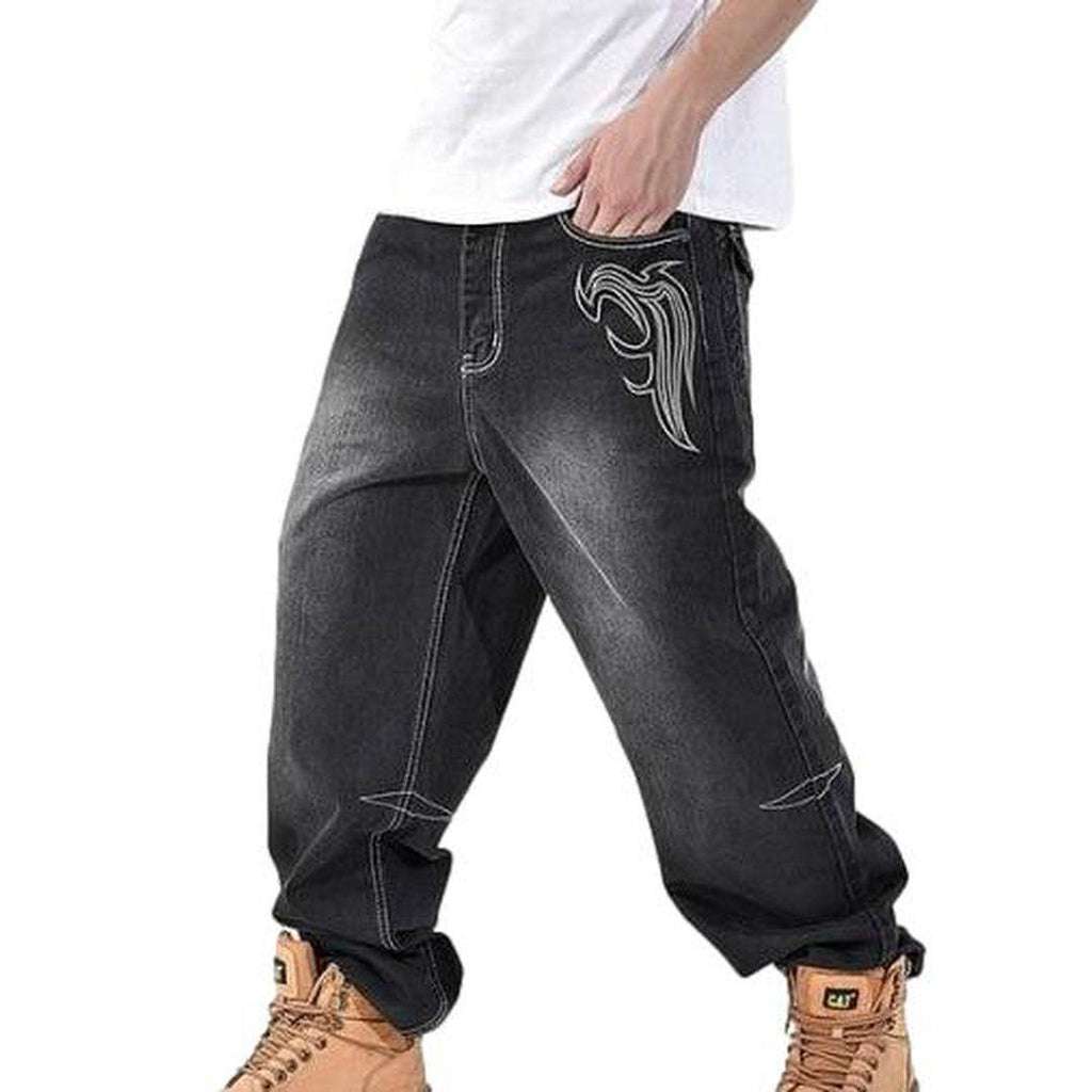 Bestickte weite Jeanshose für Herren