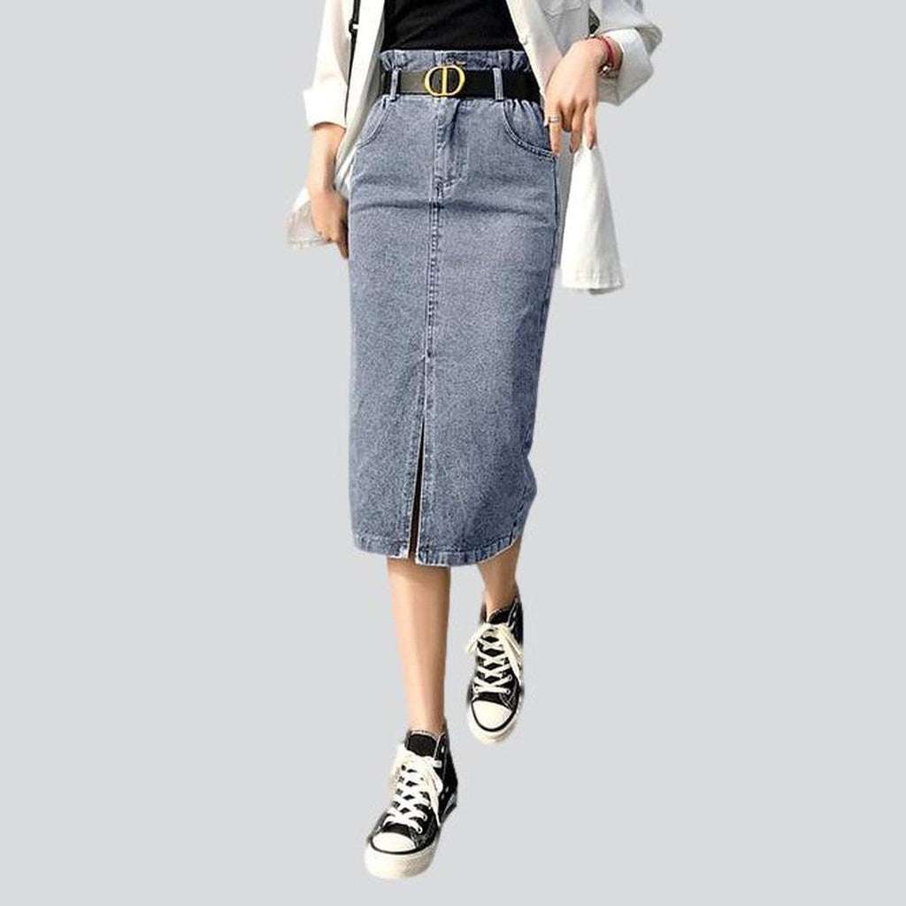 Casual midi denim skirt