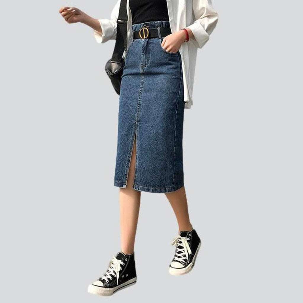 Casual midi denim skirt