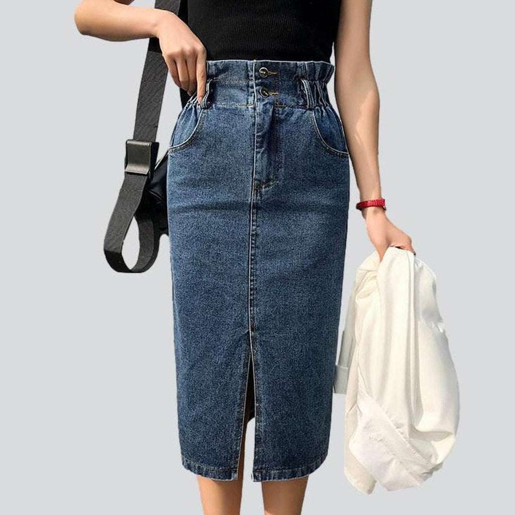 Casual midi denim skirt